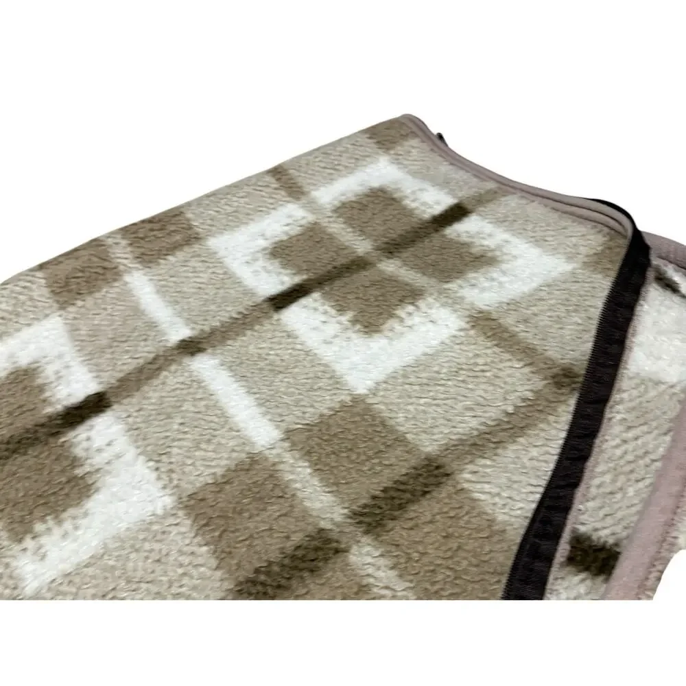 Vintage Rare Biederlack Wearable Blanket Poncho Cape Throw Quilt Tan Cream